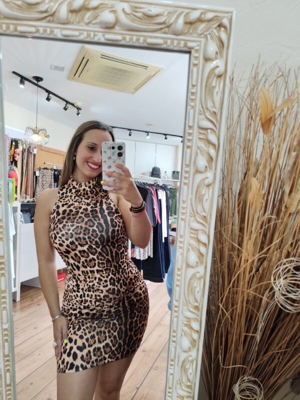 Vestido halter animal print